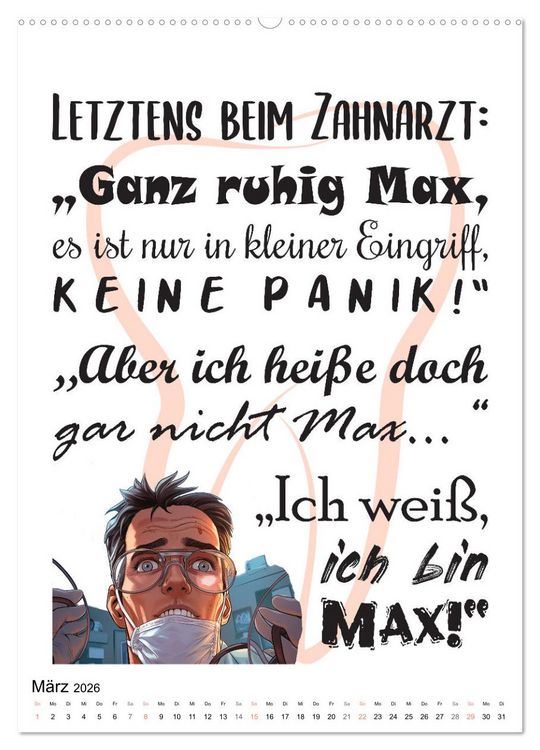 Produktbild: Zahnarztspr&uuml;che (Wandkalender 2026 DIN A2 hoch), CALVENDO Monatskalender