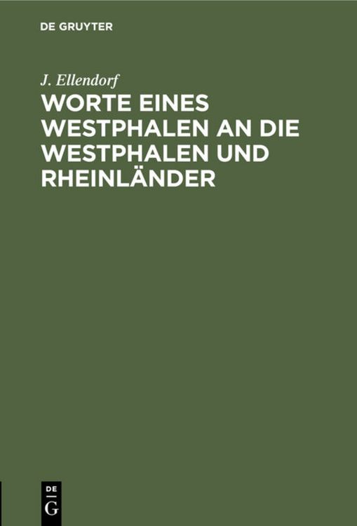 Produktbild: Worte eines Westphalen an die Westphalen und Rheinl&auml;nder