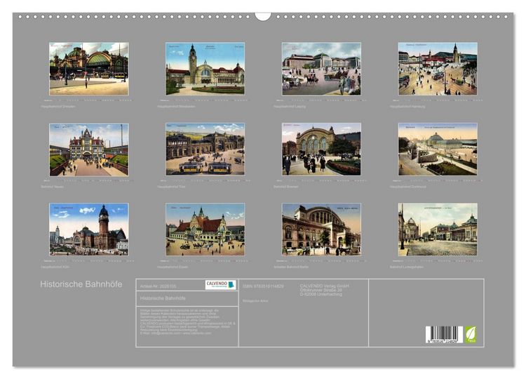 Produktbild: Historische Bahnh&ouml;fe (Wandkalender 2026 DIN A2 quer), CALVENDO Monatskalender