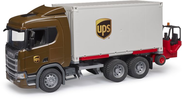 Produktbild: bruder 03582 Scania Super 560R UPS Logistik-LKW mit Mitnahmestapler + 2 Palett