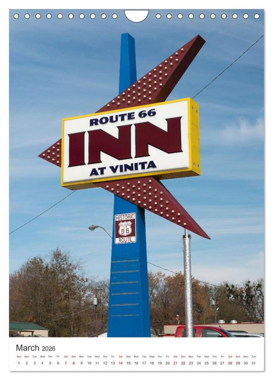 Produktbild: Historic Route 66 Motel (Wall Calendar 2026 DIN A4 portrait), CALVENDO 12 Month Wall Calendar