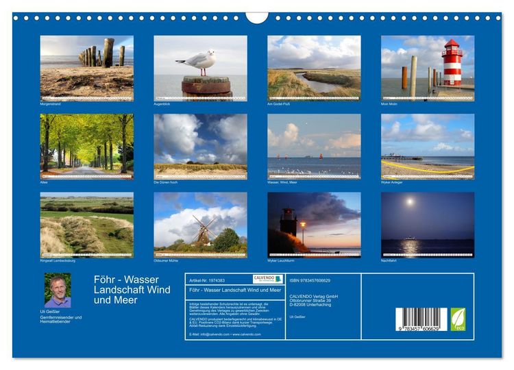 Produktbild: F&ouml;hr - Wasser Landschaft Wind und Meer (Wandkalender 2026 DIN A3 quer), CALVENDO Monatskalender