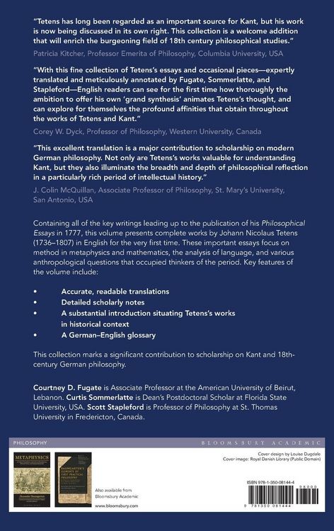 Produktbild: Tetens's Writings on Method, Language, and Anthropology