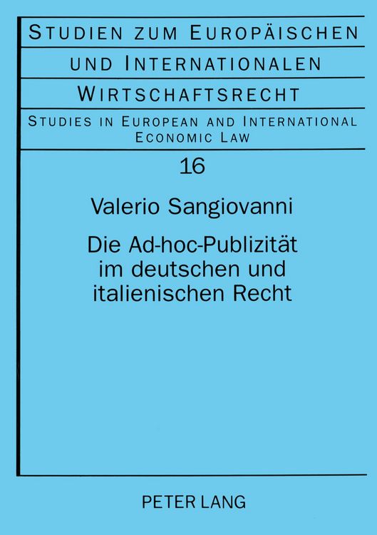 Produktbild: Die Ad-hoc-Publizit&auml;t im deutschen und italienischen Recht