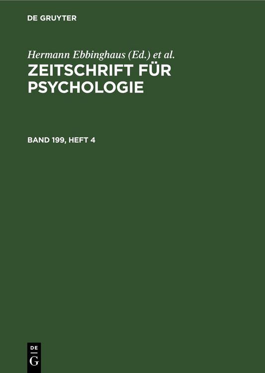 Produktbild: Zeitschrift f&uuml;r Psychologie. Band 199, Heft 4