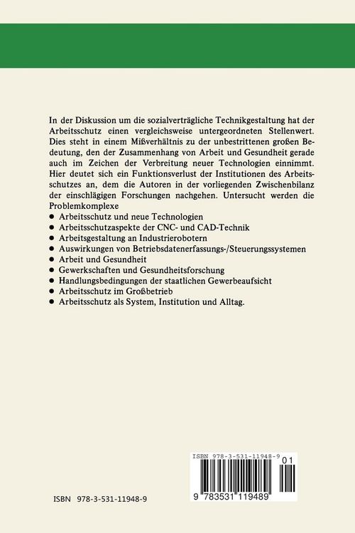 Produktbild: Arbeitsschutz, Gesundheit und neue Technologien