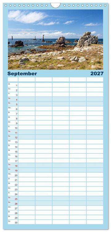 Produktbild: Familienplaner 2027 - Bretagne Traumhafte K&uuml;sten in Frankreichs Nordwesten mit 5 Spalten (Wandkalender, 21 x 45 cm) CALVENDO