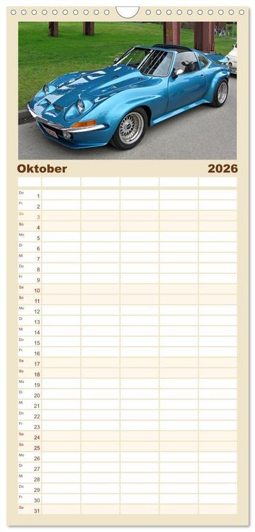 Produktbild: Familienplaner 2026 - Autos, die wir liebten mit 5 Spalten (Wandkalender, 21 x 45 cm) CALVENDO