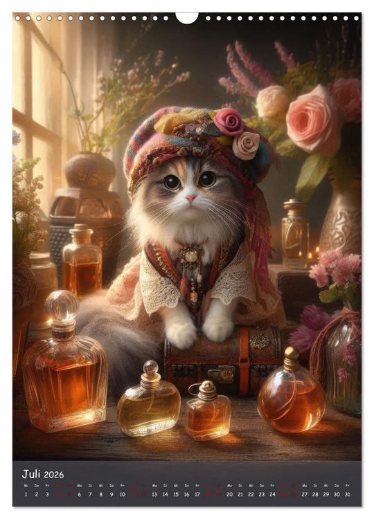 Produktbild: Katzen im Boho-Look - Ein Jahr voller Vielfalt und Charme mit niedlichen Samtpfoten (Wandkalender 2026 DIN A3 hoch), CALVENDO Monatskalender