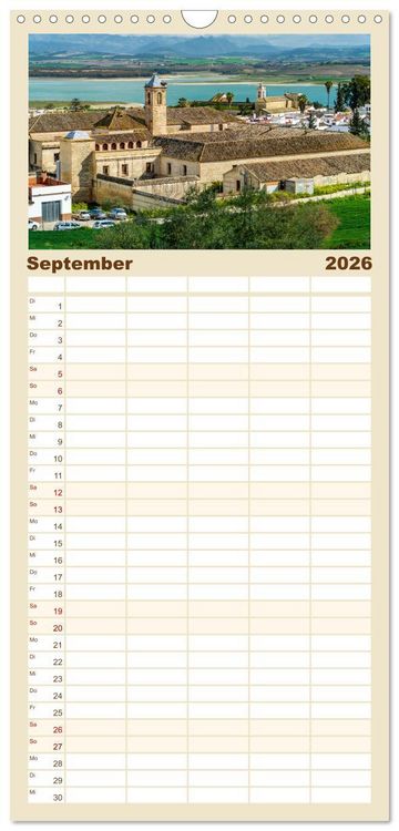 Produktbild: Familienplaner 2026 - Andalusiens weisse D&ouml;rfer mit 5 Spalten (Wandkalender, 21 x 45 cm) CALVENDO