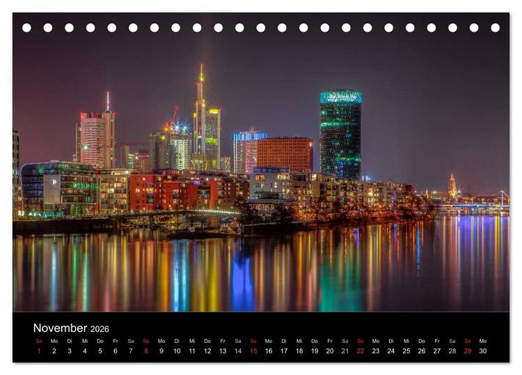 Produktbild: Frankfurt Skylights 2026 (Tischkalender 2026 DIN A5 quer), CALVENDO Monatskalender