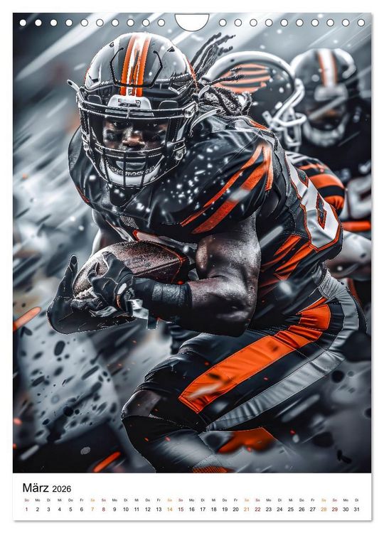 Produktbild: American Football - coole M&auml;nner (Wandkalender 2026 DIN A4 hoch), CALVENDO Monatskalender