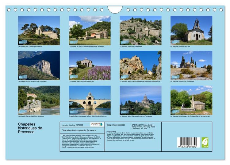 Produktbild: Chapelles historiques de Provence (Calendrier mural 2026 DIN A4 vertical), CALVENDO calendrier mensuel