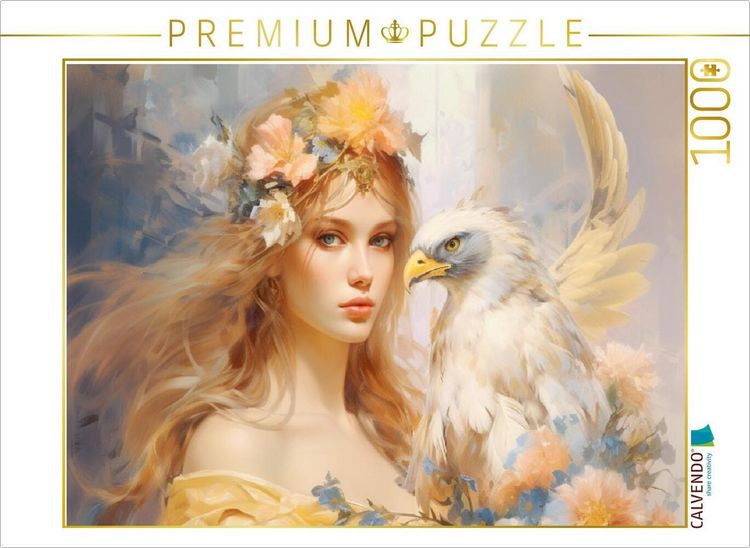 Produktbild: CALVENDO Puzzle Adler mit Elfe | 1000 Teile Lege-Gr&ouml;&szlig;e 64x48cm Foto-Puzzle f&uuml;r gl&uuml;ckliche Stunden