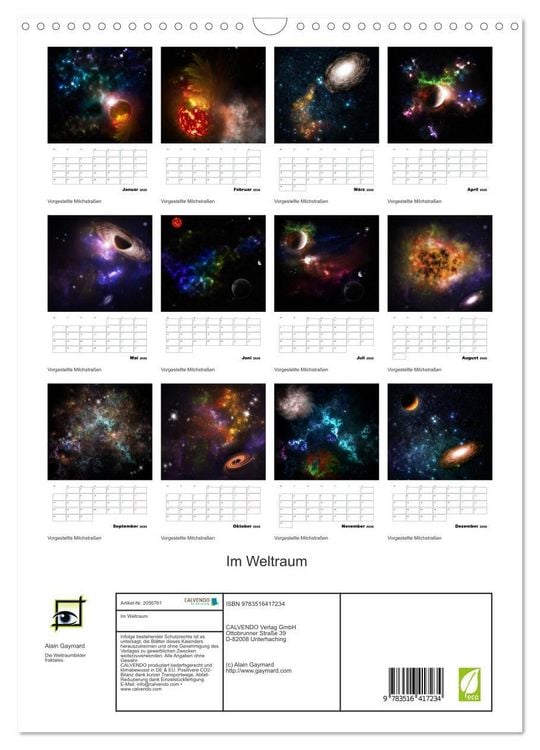 Produktbild: Im Weltraum (Wandkalender 2026 DIN A3 hoch), CALVENDO Monatskalender