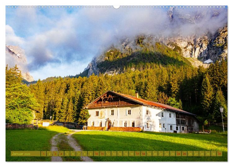Produktbild: Historische Bauernh&auml;user im Tiroler Leutaschtal (Wandkalender 2026 DIN A2 quer), CALVENDO Monatskalender