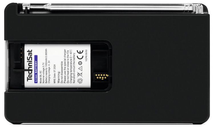 Produktbild: TechniSat DIGITRADIO 1 A Akku-Radio DAB+, UKW, ASA-Warnfunktion wiederaufladbar Schwarz, Silber