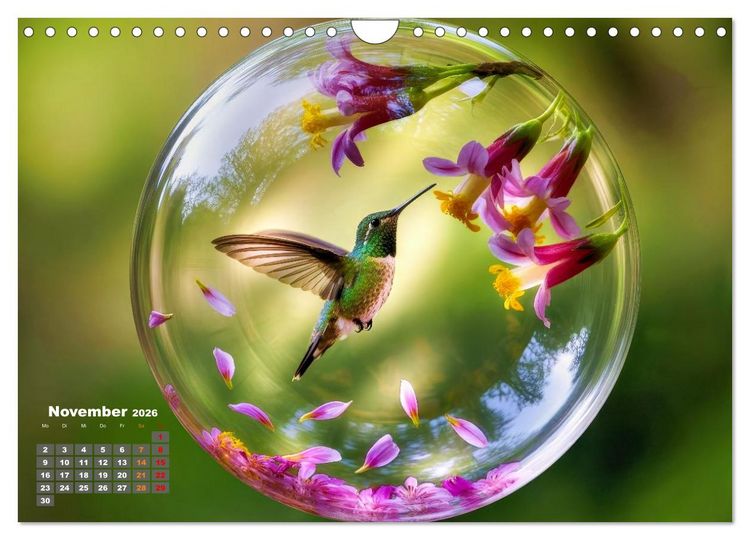 Produktbild: Kolibri in der Glaskugel (Wandkalender 2026 DIN A4 quer), CALVENDO Monatskalender