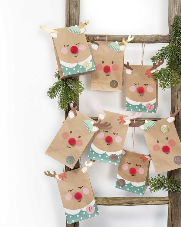 Produktbild: Folia Adventskalender Set RED NOSE REINDEER, 216-teilig