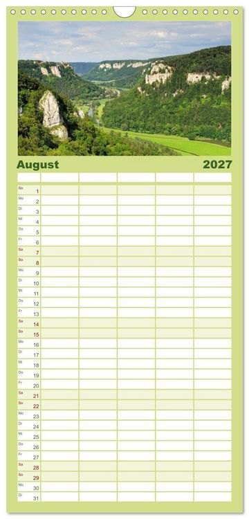 Produktbild: Familienplaner 2027 - Das Donautal - Wanderparadies auf der Schw&auml;bischen Alb mit 5 Spalten (Wandkalender, 21 x 45 cm) CALVENDO