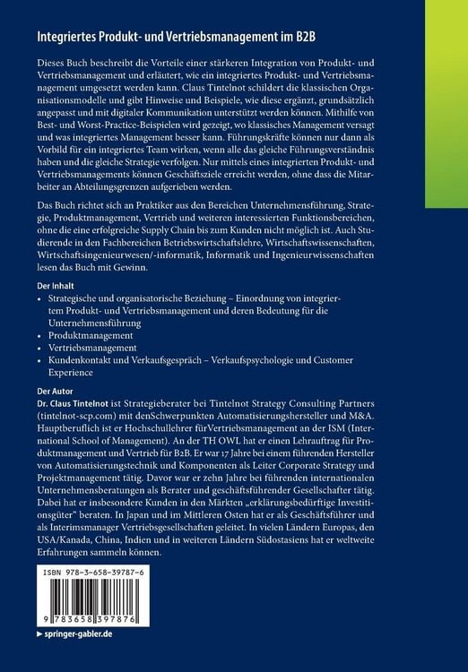 Produktbild: Integriertes Produkt- und Vertriebsmanagement im B2B