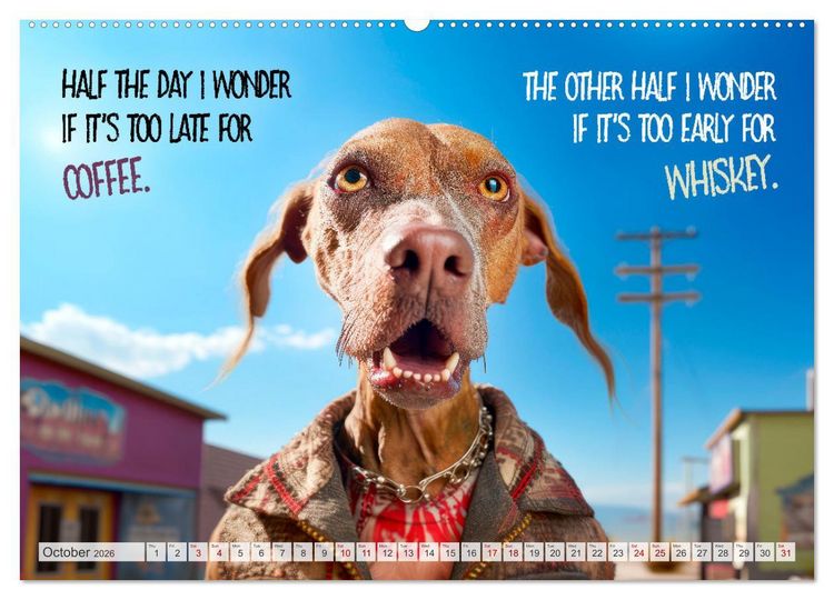 Produktbild: Crazy dogs COOL SAYINGS (Wall Calendar 2026 DIN A2 landscape), CALVENDO 12 Month Wall Calendar