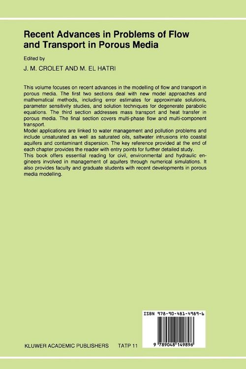 Produktbild: Recent Advances in Problems of Flow and Transport in Porous Media