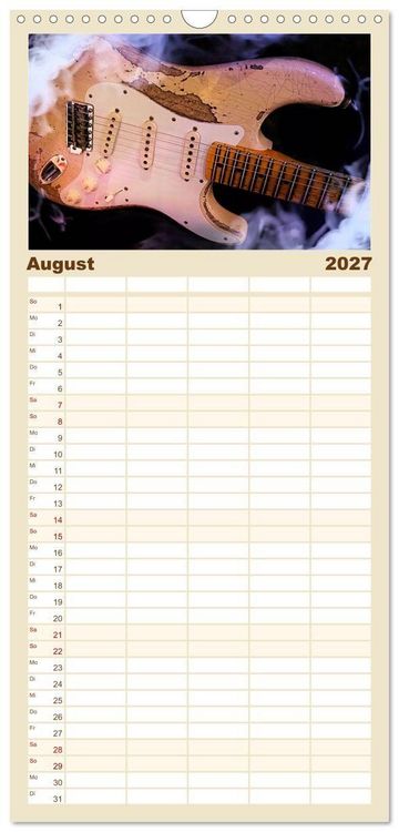 Produktbild: Familienplaner 2027 - Traumgitarren - the Sound of Rock mit 5 Spalten (Wandkalender, 21 x 45 cm) CALVENDO