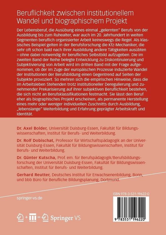 Produktbild: Beruflichkeit zwischen institutionellem Wandel und biographischem Projekt