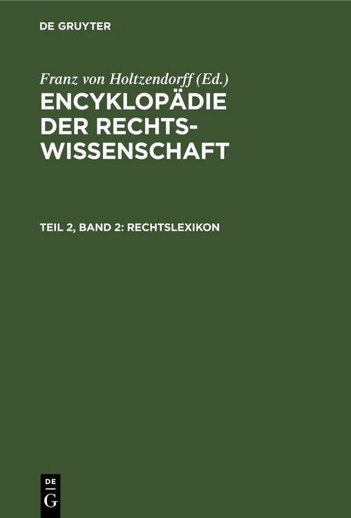 Produktbild: Encyklop&auml;die der Rechtswissenschaft / Rechtslexikon