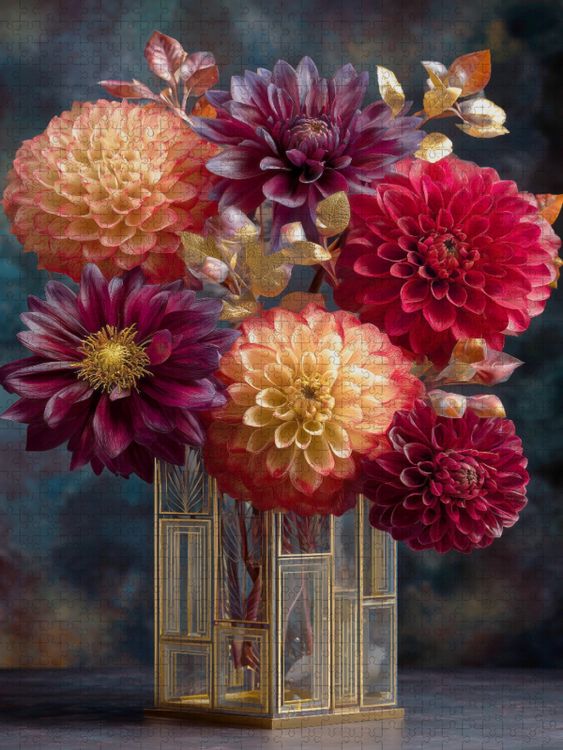 Produktbild: CALVENDO Puzzle Art Deco formt Bl&uuml;ten zu strahlender Geometrie | 1000 Teile Lege-Gr&ouml;&szlig;e 64x48cm Foto-Puzzle f&uuml;r gl&uuml;ckliche Stunden
