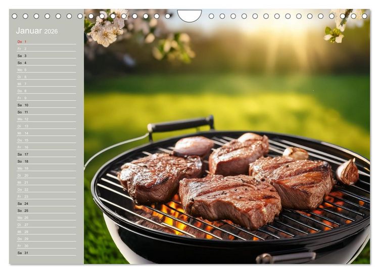 Produktbild: Der Grillkalender f&uuml;r echte M&auml;nner (Wandkalender 2026 DIN A4 quer), CALVENDO Monatskalender
