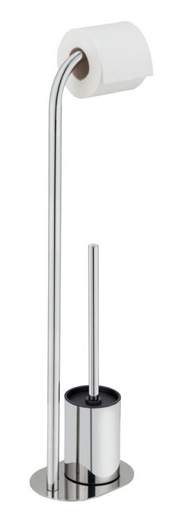 Produktbild: Stand WC-Garnitur Mod. Levante, edelstahl, gl&auml;nzend, schwarz, 23x63x17 cm, rostfrei und freistehend