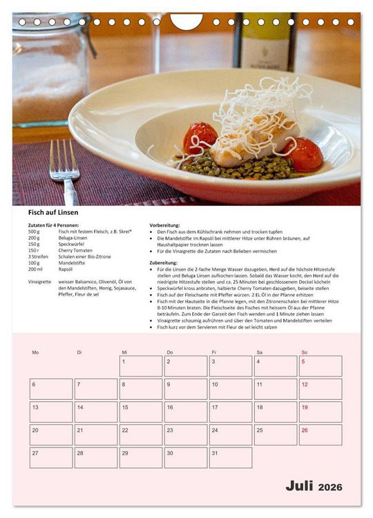 Produktbild: Der tolle Rezeptkalender (Wandkalender 2026 DIN A4 hoch), CALVENDO Monatskalender