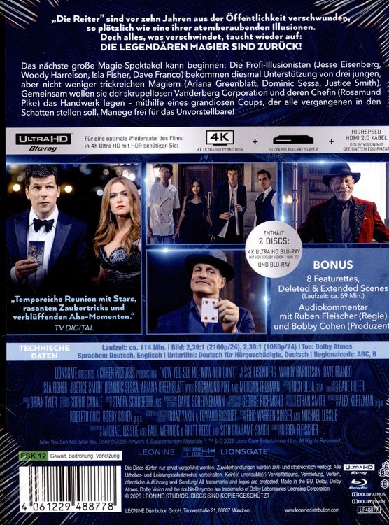 Produktbild: Die Unfassbaren 3 - Now you see me - Steelbook - Limited Edition (4K Ultra HD) (+ Blu-ray)