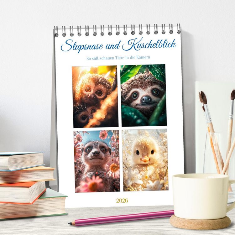 Produktbild: Stupsnase und Kuschelblick (Tischkalender 2026 DIN A5 hoch), CALVENDO Monatskalender