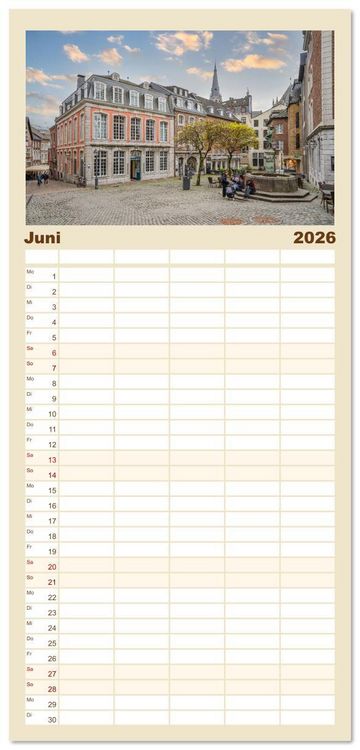 Produktbild: Familienplaner 2026 - Aachen Impressionen mit 5 Spalten (Wandkalender, 21 x 45 cm) CALVENDO