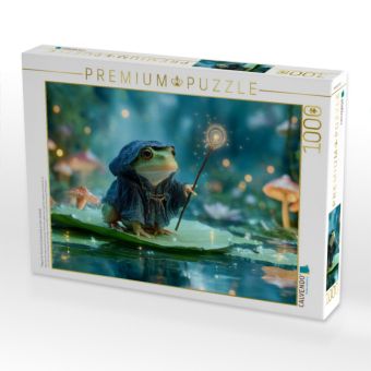 Produktbild: CALVENDO Puzzle Magischer Frosch mit Zauberstab auf dem Seeblatt | 1000 Teile Lege-Gr&ouml;&szlig;e 64x48cm Foto-Puzzle f&uuml;r gl&uuml;ckliche Stunden