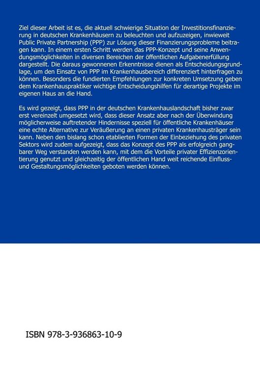 Produktbild: Public Private Partnership (PPP) im Krankenhausbereich