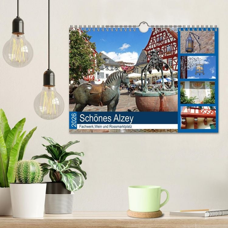 Produktbild: Sch&ouml;nes Alzey - Fachwerk, Wein und Rossmarktplatz (Wandkalender 2026 DIN A4 quer), CALVENDO Monatskalender