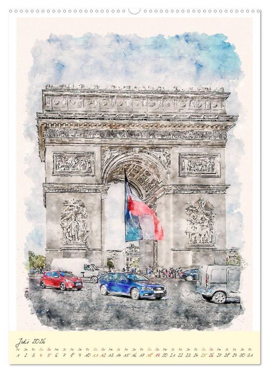 Produktbild: Paris - malerische Metropole (Wandkalender 2026 DIN A2 hoch), CALVENDO Monatskalender