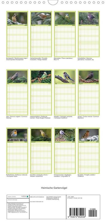 Produktbild: Familienplaner Heimische Gartenv&ouml;gel (Wandkalender 2022 , 21 cm x 45 cm, hoch)