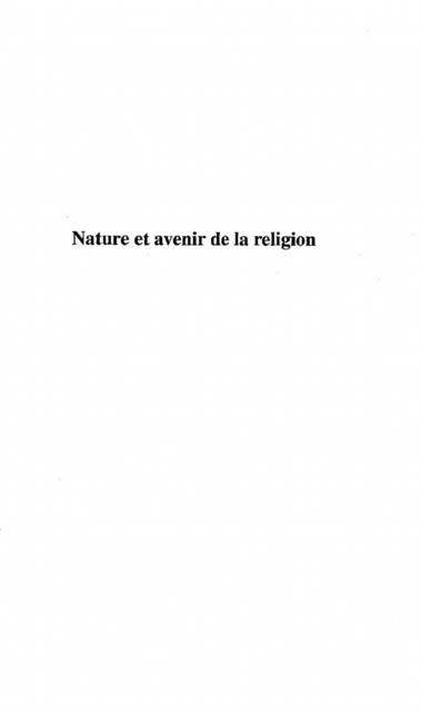 Produktbild: Nature et avenir de la religion