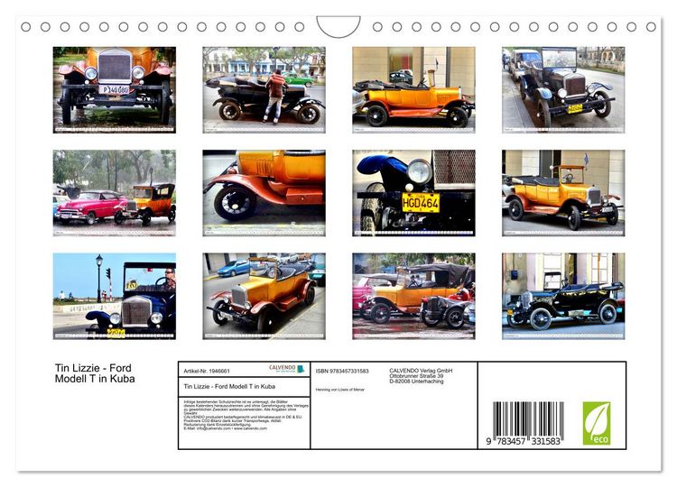 Produktbild: Tin Lizzie - Ford Modell T in Kuba (Wandkalender 2026 DIN A4 quer), CALVENDO Monatskalender