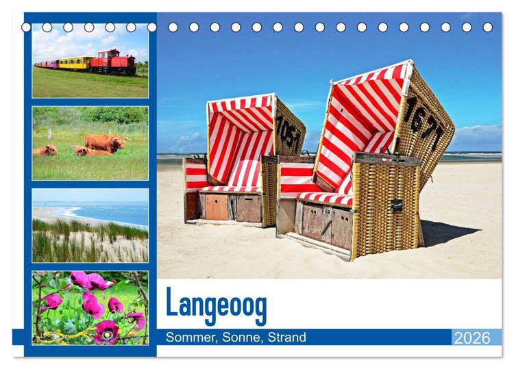 Produktbild: Langeoog - Sommer, Sonne, Strand (Tischkalender 2026 DIN A5 quer), CALVENDO Monatskalender