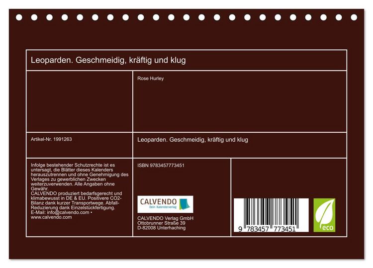 Produktbild: Leoparden. Geschmeidig, kr&auml;ftig und klug (Tischkalender 2026 DIN A5 quer), CALVENDO Monatskalender