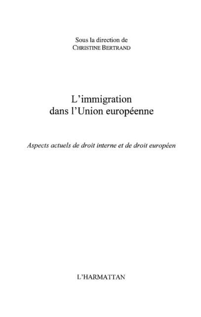 Produktbild: L'immigration dans l'union europeenne -