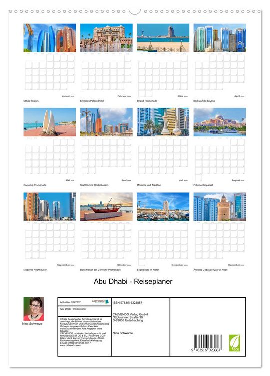 Produktbild: Abu Dhabi - Reiseplaner (hochwertiger Premium Wandkalender 2026 DIN A2 hoch), Kunstdruck in Hochglanz