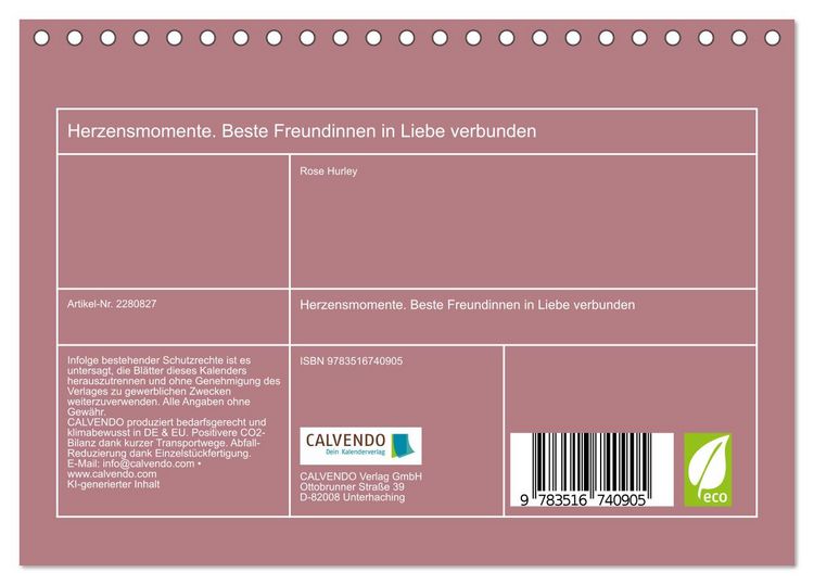 Produktbild: Herzensmomente. Beste Freundinnen in Liebe verbunden (Tischkalender 2026 DIN A5 quer), CALVENDO Monatskalender