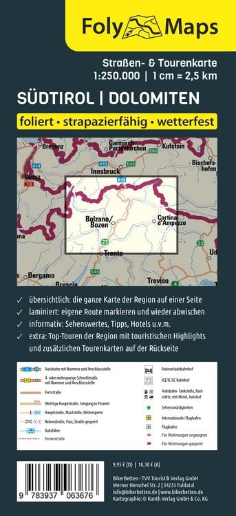 Produktbild: FolyMaps S&uuml;dtirol Dolomiten 1:250 000